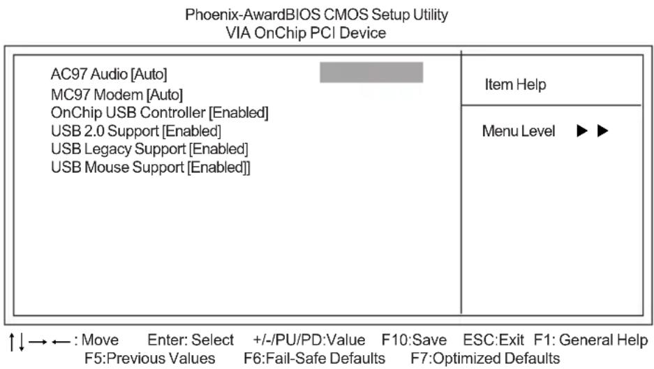 ECS KM400-M2 - ▶ VIA OnChip PCI Device (Press Enter) - 1