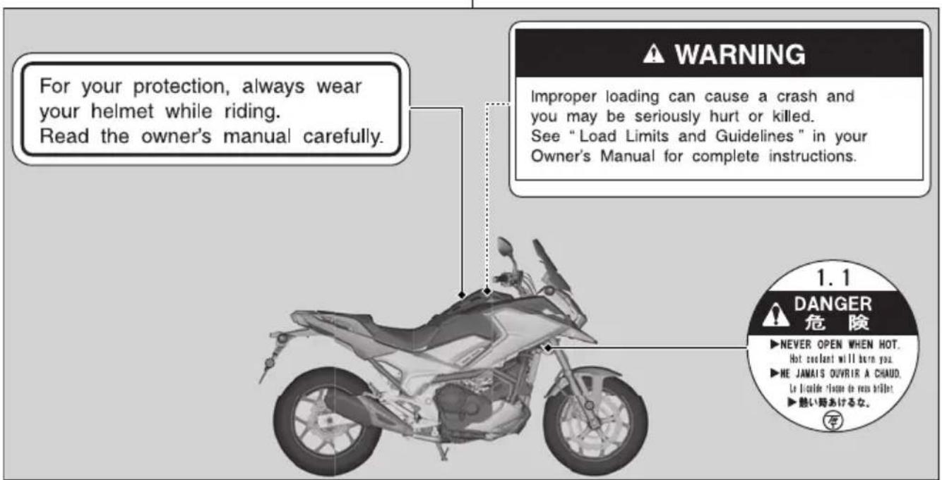 Honda NC750XA (2020) - Safety Labels - 1