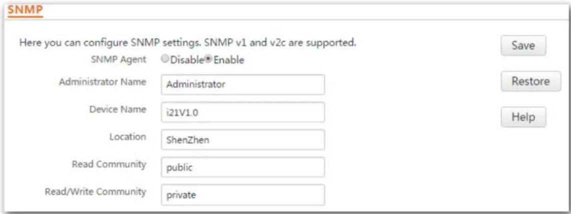 Tenda i21 - Conguring the SNMP Funcon - 1