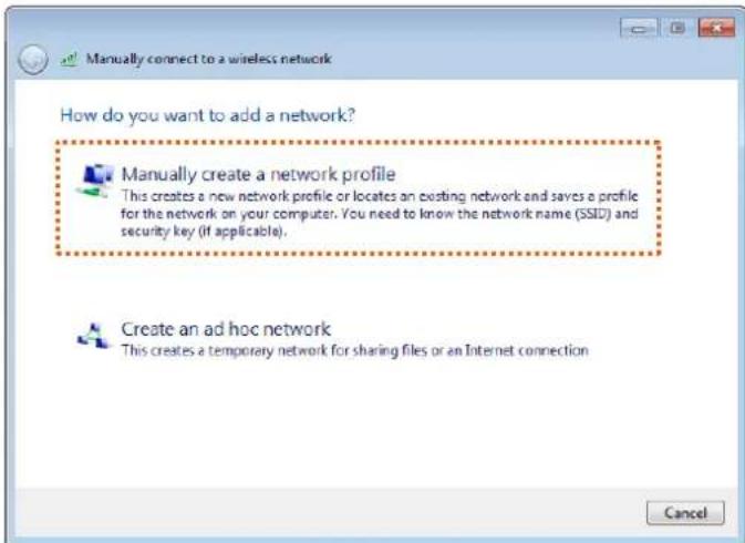 Tenda i21 - Step 3 Click Manually create a network prole. - 1