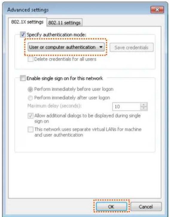 Tenda i21 - Step 10 Select User or computer authencaon and click OK. - 1