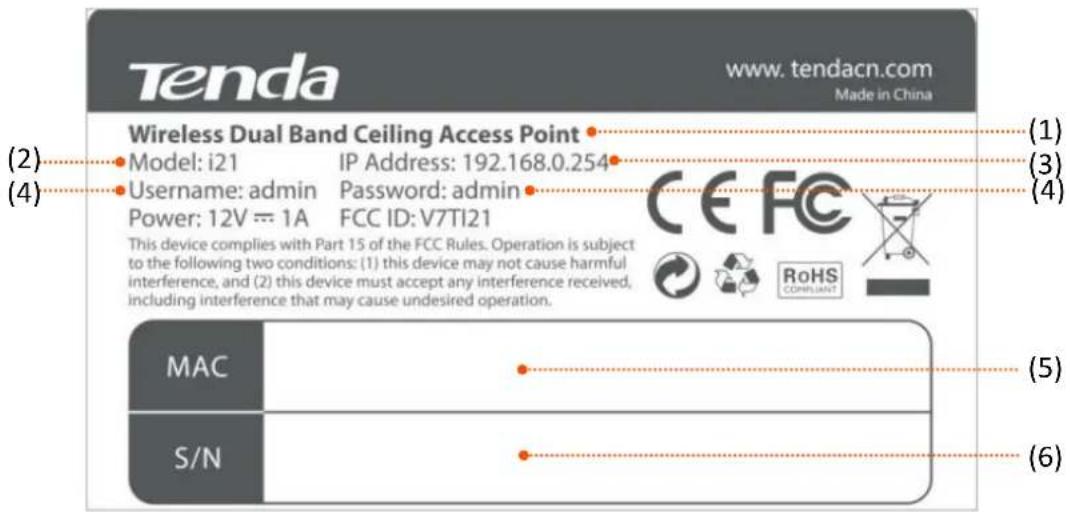Tenda i21 - Label - 1