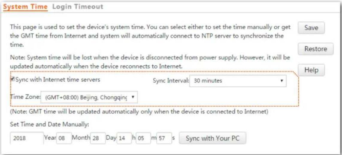 Tenda i21 - Procedure for conging the AP to synchronize its system me with the internet: - 1