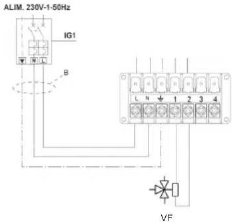 ALIM. 230V-1-50Hz IG1 B L N 1 2 3 4 VF