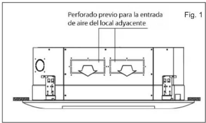Perforado previo para la entrada de aire del local adyacente Fig. 1