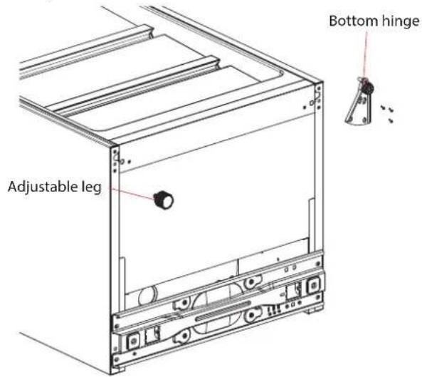 Adjustable leg Bottom hinge