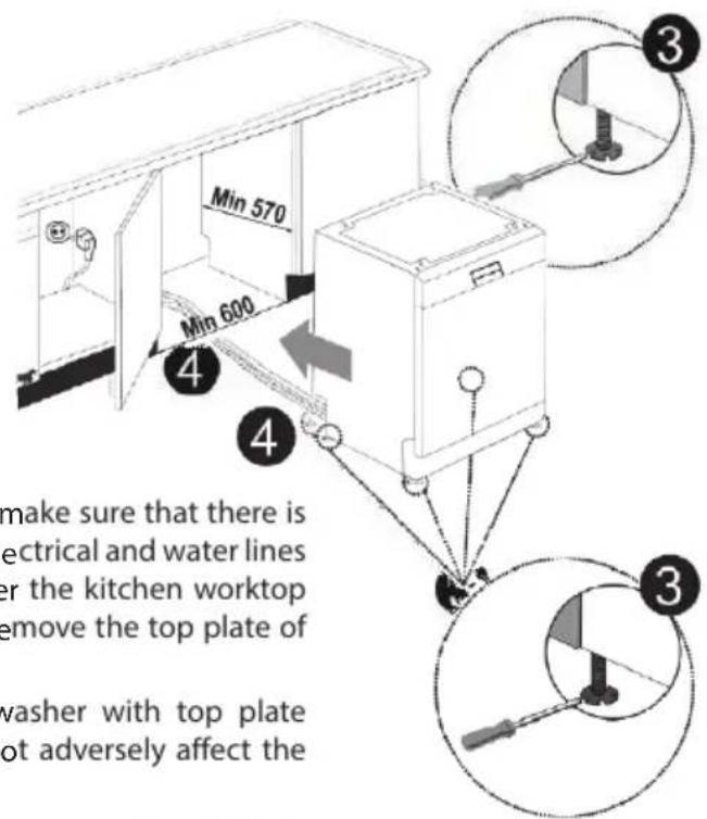 ECG EDF 6023 WA++ - Installation of the dishwasher under the kitchen worktop - 2