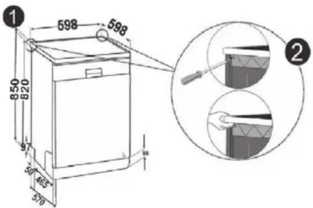 ECG EDF 6023 WA++ - Installation of the dishwasher under the kitchen worktop - 1