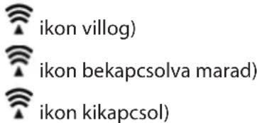 ikon villog) ikon bekapcsolva marad) ikon kikapcsol)