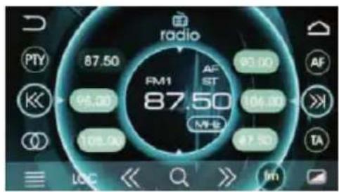 radio 87.50 96.00 108.00 FM1 AF ST 104.00 MHE 87.50 PFY PTY AF TA Loc << Q >> fm