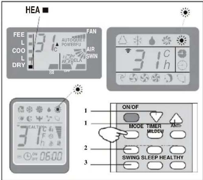 HEA FEELCOOLDRY AUTOQUIET POWERFU AIR SWIN 31h ON/OFF FAN 8N OFF HEALTHY 31h ON/OFF MODE TIMER ANTI- MILDEW SWING SLEEP HEALTHY