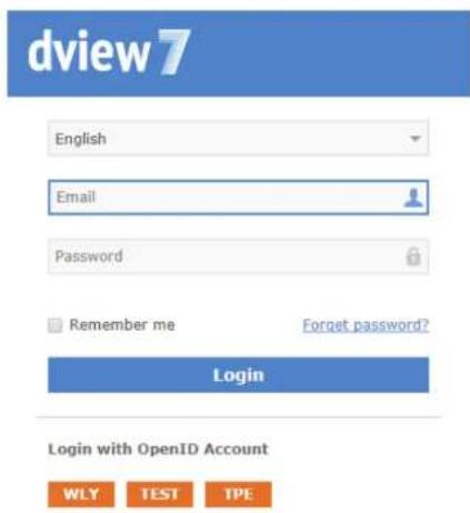 dview7 English Email Password Remember me Forget password? Login Login with OpenID Account WLY TEST TPE
