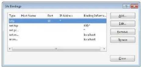 Site Bindings Type Host Name Fort IP Address Binding Informa... type 00 * net1p 133* net.pl * net.m localhost mim localhost Add... Edit... Remove Browse Cancel