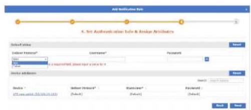 Edit Authentication Tools S. Set Authentication Tools & Assign Authentication Select User Select Provider* UserName* Password User Name: a successful phone user code to 5 Service Address Send OK Search Options Sender * Subuser Provider* NameName* Password USB connection: 01.16.20.17 (4) (Default) (Default) (Default) Back Next
