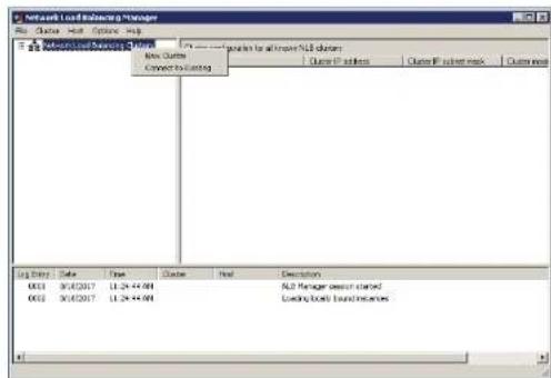 Network Load balancing Manager File Edit Help Options Help New Counter Connect to Lacing Order P address Order P subset mask Options Log Entry Date Time Order Post Description 001 30/4/2017 11:24:44:44 002 30/4/2017 11:24:44:44 USB Manager server started Loading Tools found instances