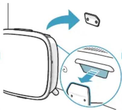 Diagram showing a device's internal structure with an arrow indicating rotation and a magnified view of the component.