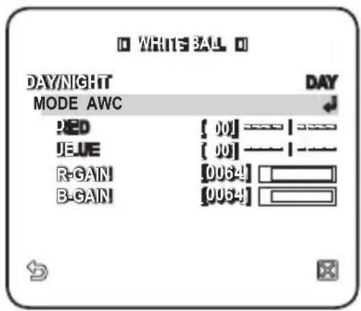 D WRITE BALL D DAY/NIGHT DAY MODE AWC !ED [00] ———— | ———— !UE [00] ———— | ———— R-GAIN [006-4] B-GAIN [006-4]