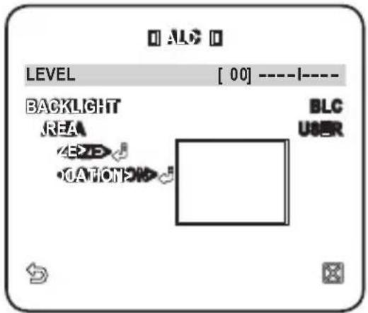 ALC LEVEL [ 00] ----1---- BACKLIGHT AREA BLC USER •EZE •GATION •