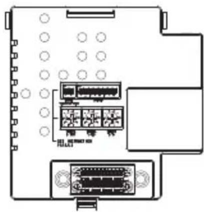 Diagram of an electronic device rear panel with labeled ports and connectors