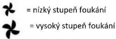 = nízký stupeň foukání = vysoký stupeň foukání