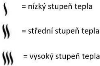 = nízký stupeň tepla = střední stupeň tepla = vysoký stupeň tepla