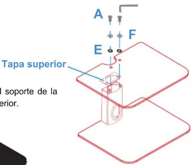 A F E Tapa superior el soporte de la terior.