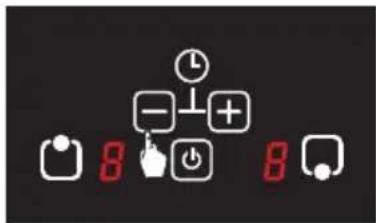 Digital display showing icons for alarm, power, and phone status with red '8' labels