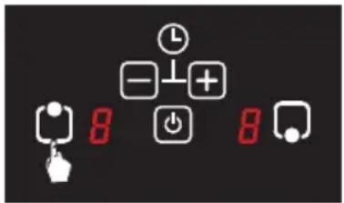 Digital health status icons including alarm, function, and power symbols with red numbers 8 displayed below