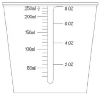 250ml 200ml 150ml 100ml 50ml 8 oz 6 oz 4 oz 2 oz