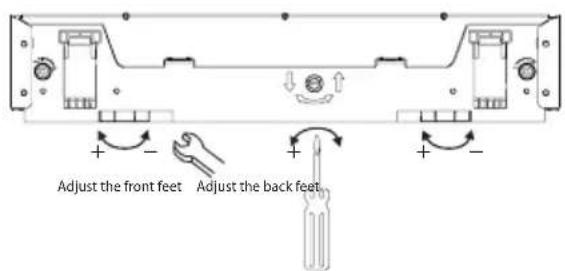 Adjust the front feet Adjust the back feet