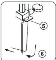 Technical diagram showing a mechanical assembly with numbered components and directional arrows indicating motion or force.