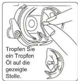Tropfen Sie ein Tropfen Öl auf die gezeigte Stelle.