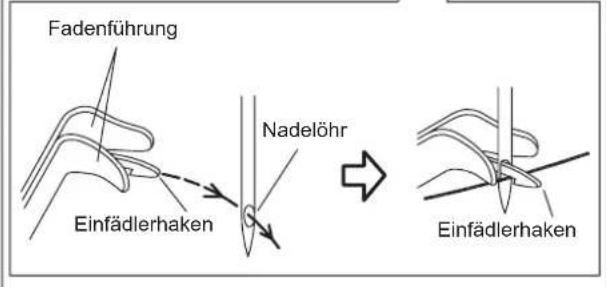 Fadenführung Nadelöhr Einfädlerhaken Einfädlerhaken
