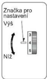 Značka pro nastavení Výš Níž