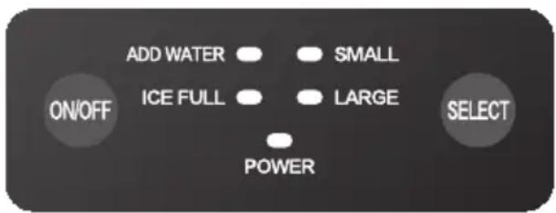ON/OFF ADD WATER SMALL ICE FULL LARGE SELECT POWER