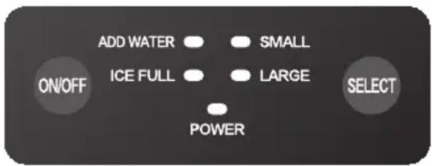ON/OFF ADD WATER SMALL ICE FULL LARGE SELECT POWER