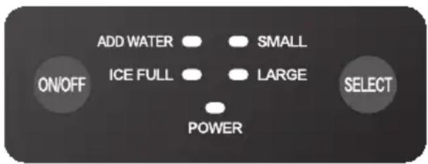 ON/OFF ADD WATER SMALL ICE FULL LARGE SELECT POWER