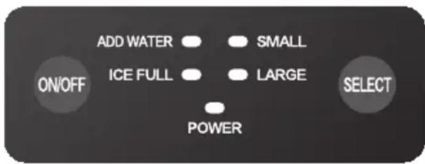 ON/OFF ADD WATER SMALL ICE FULL LARGE SELECT POWER