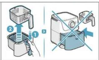 Diagram illustrating a food cleaning or packaging process with labeled steps and directional arrows indicating removal or clearance.