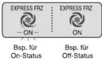 EXPRESS FRZ ON Bsp. für On-Status EXPRESS FRZ ON Bsp. für Off-Status