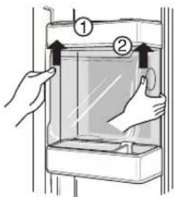 Diagram showing hand positioning of a device with numbered components, likely illustrating a mechanical or electrical setup.