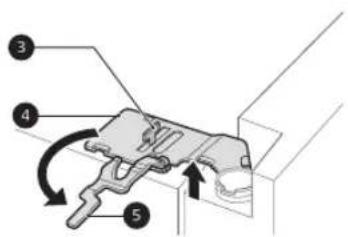 Technical diagram showing labeled mechanical components with numbered parts and directional arrows indicating motion or assembly.