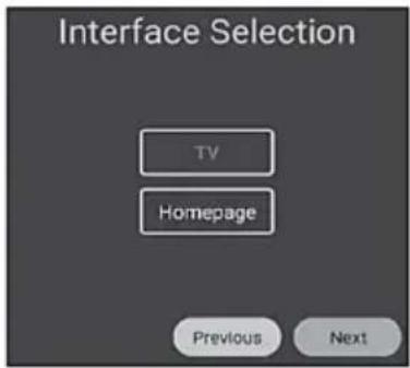 Interface Selection TV Homepage Previous Next