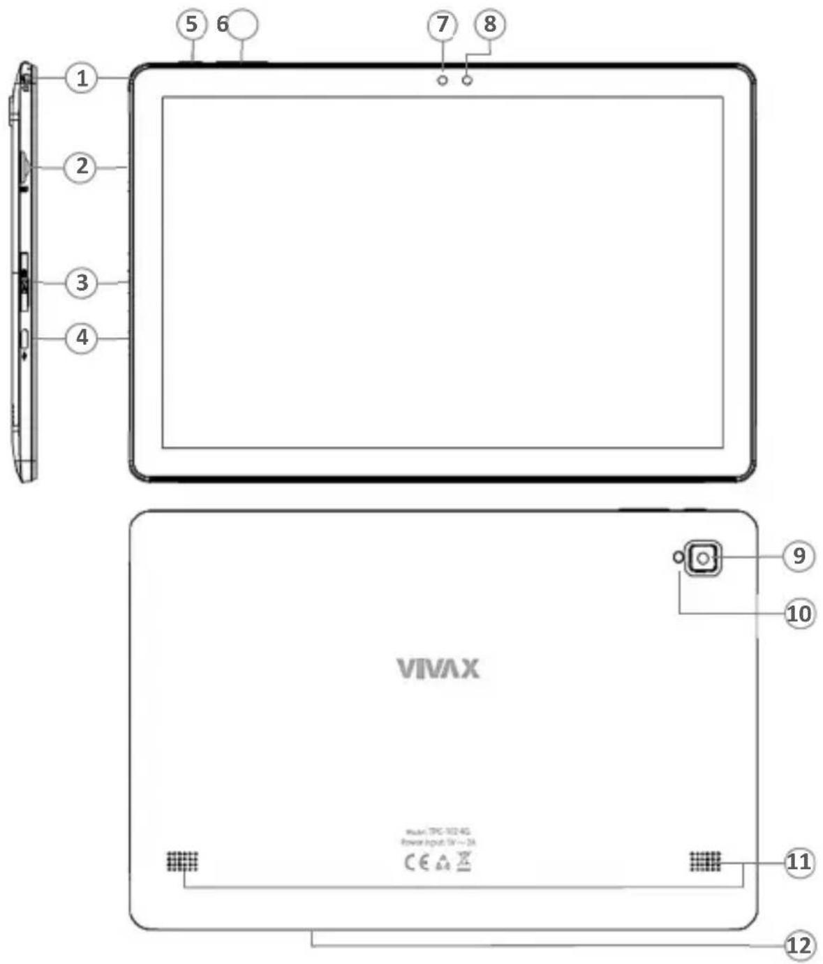 1 2 3 4 5 6 7 8 VIMAX Main: TPC-102.4G Power Input: 5V~2A CE X 9 10 11 12