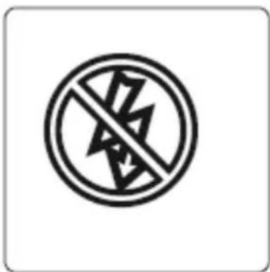 Prohibition sign with a circular symbol containing a crossed-out triangle and lightning bolt, indicating no prohibition or resistance.