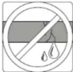 Prohibition sign with crossed-out circle and water droplet symbol, indicating no pollution or water release