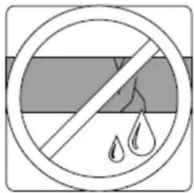 Prohibition sign with crossed-out circle and water droplet symbol, indicating no pollution or water release