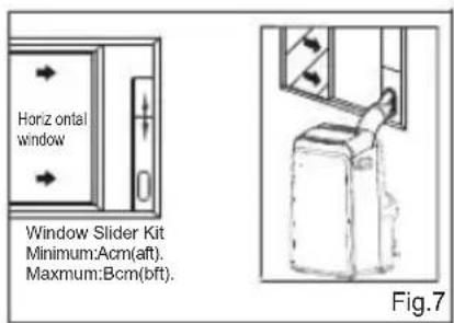 Horizontal window Window Slider Kit Minimum:Acm(aft). Maximum:Bcm(bft). Fig.7