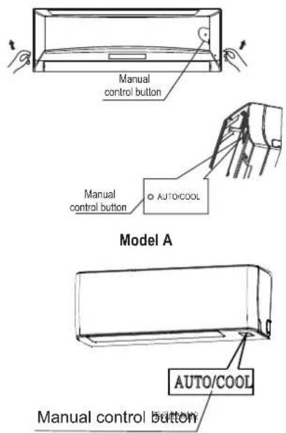 Manual control button Manual control button AUTO/COOL Model A AUTO/COOL Manual control button