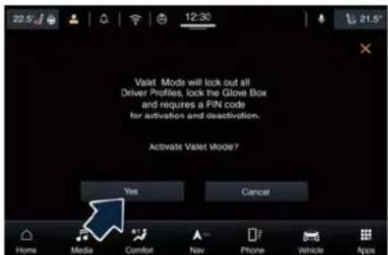Maserati Quattroporte (2022) - Valet Mode Activation Procedure - 2